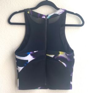 Bebe Racerback Zip Up Back Mesh and Neoprene Tank Top